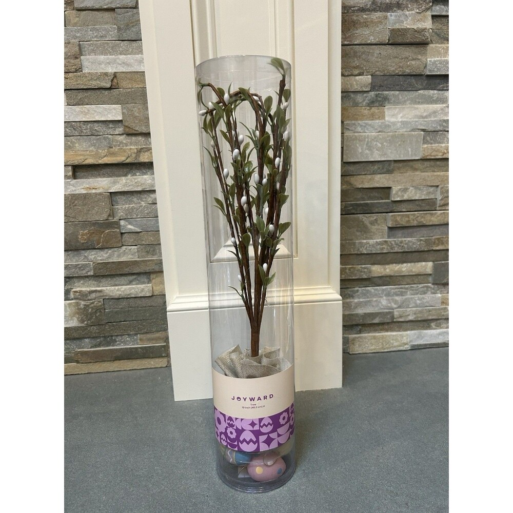 Joyward Easter Tree Table Decor 19 inch with Plastic Pastel Egg Ornaments